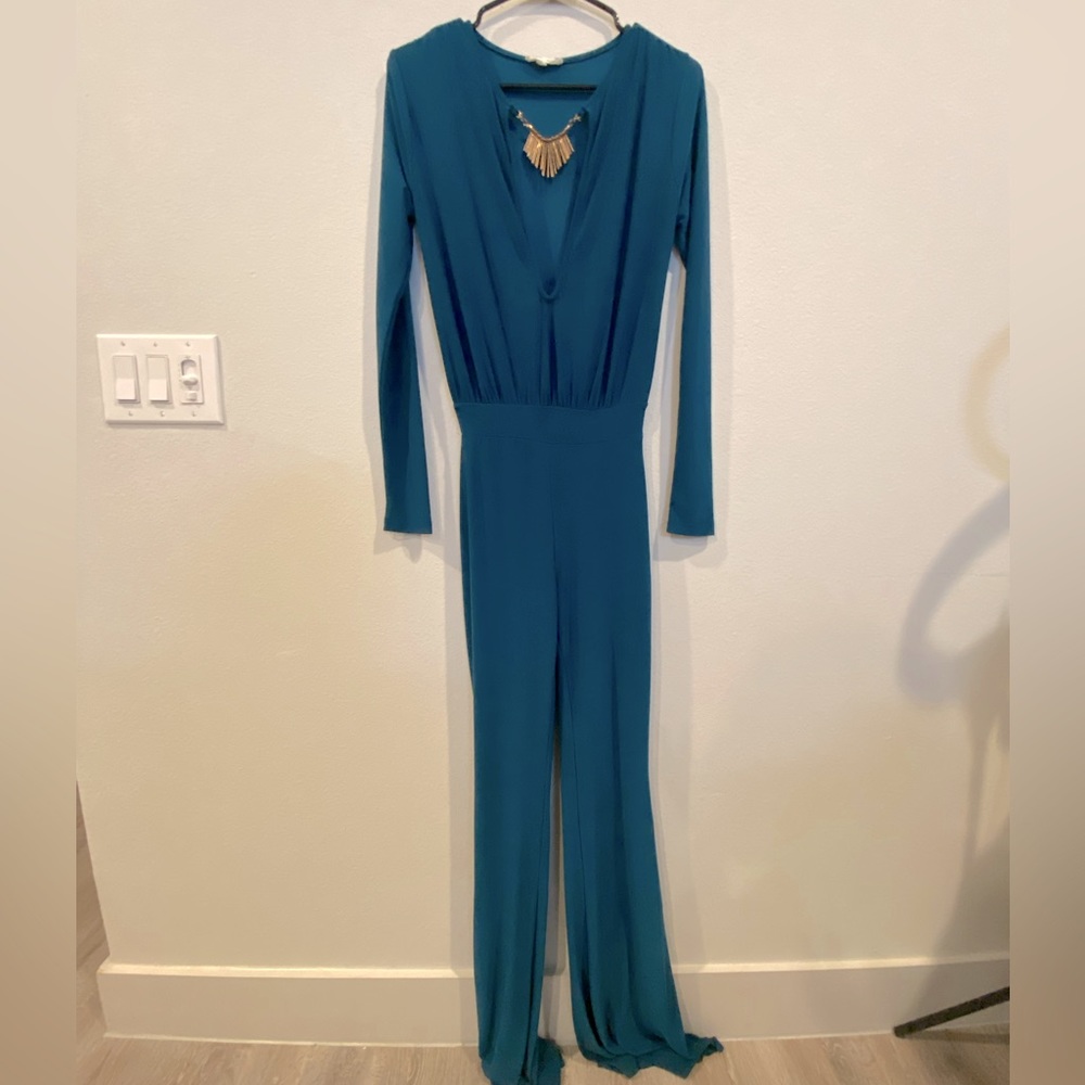 TEAL jumpsuit with gold